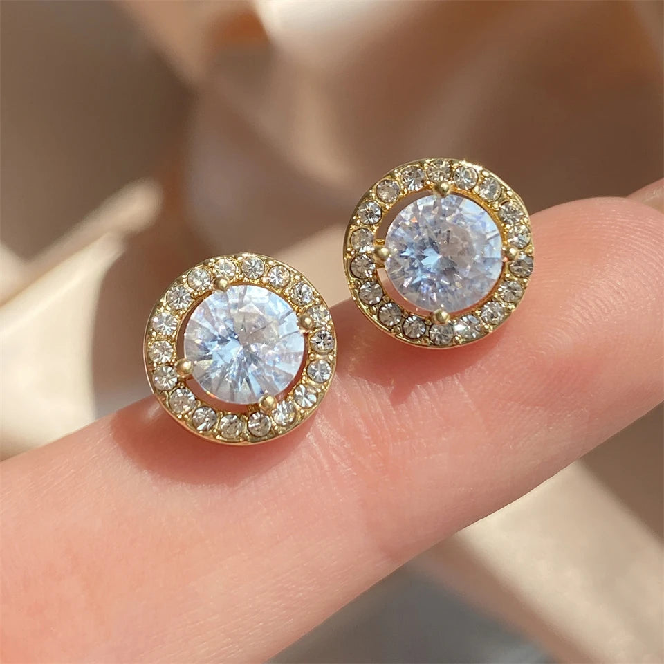 Fashion Cross & Fishtail Crystal Stud Earrings – Korean Elegant Style for Women & Girls
