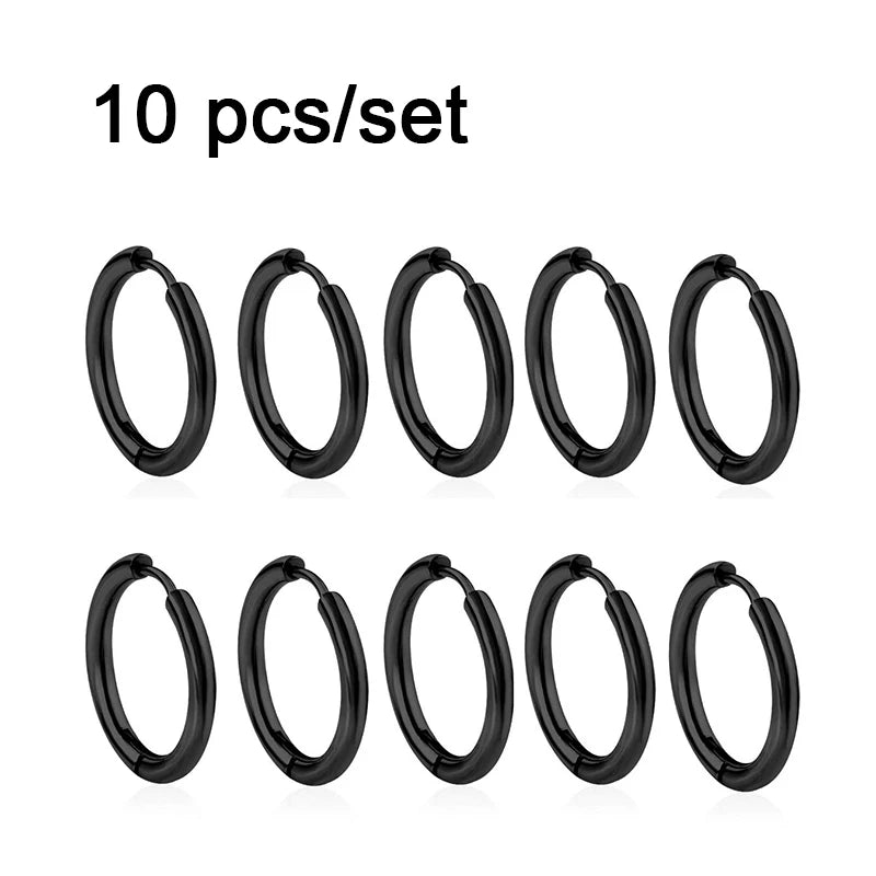 Gold Color Stainless Steel Hoop Earrings – Unisex Small Hoops for Women, Men & Cartilage Piercing