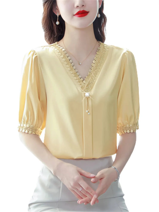 V-Neck Half Sleeve Blouses