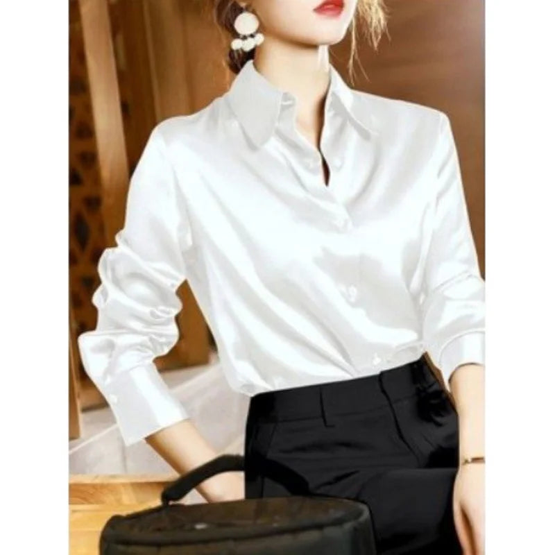 Women’s Satin Long Sleeve Shirt