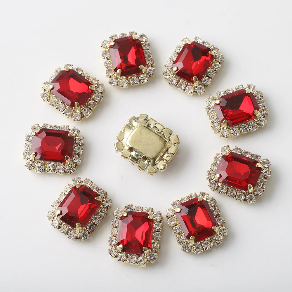 10Pcs Rectangular Diamond Inlaid Claw Settings – DIY Rhinestone Accessories for Jewelry, Hair, Shoes & Hats