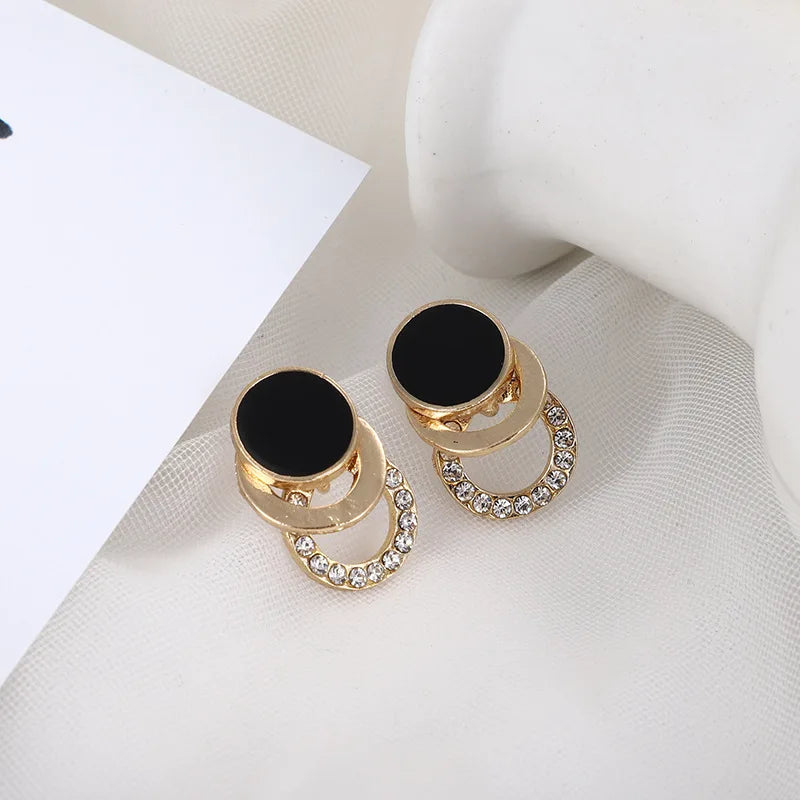Round Geometric Crystal Stud