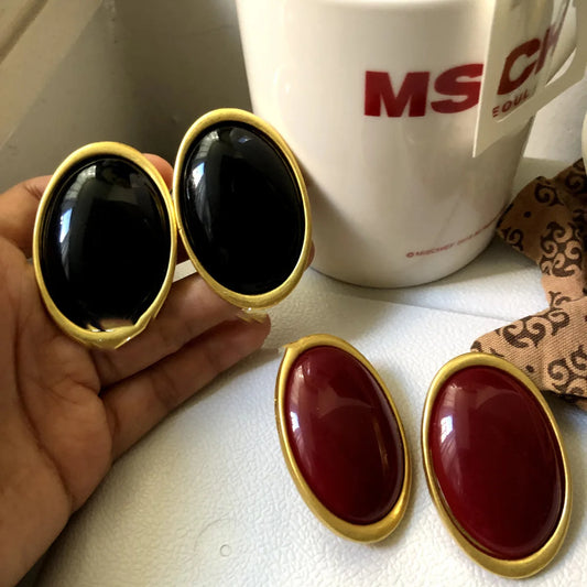 Vintage Oval Resin Earrings