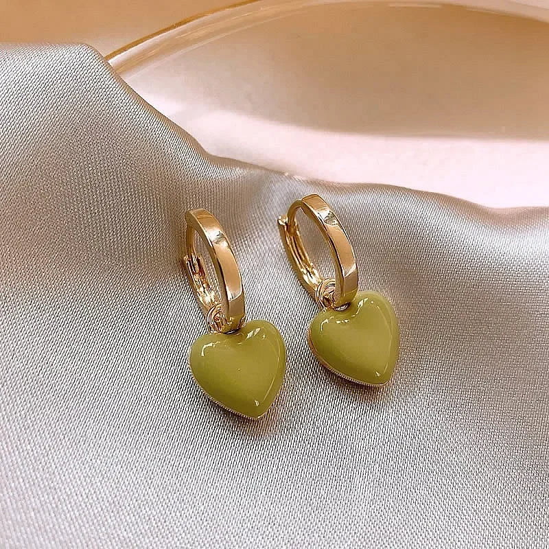 Simple Heart Dangle Earrings – Geometric Square Pendant Design for Women & Girls