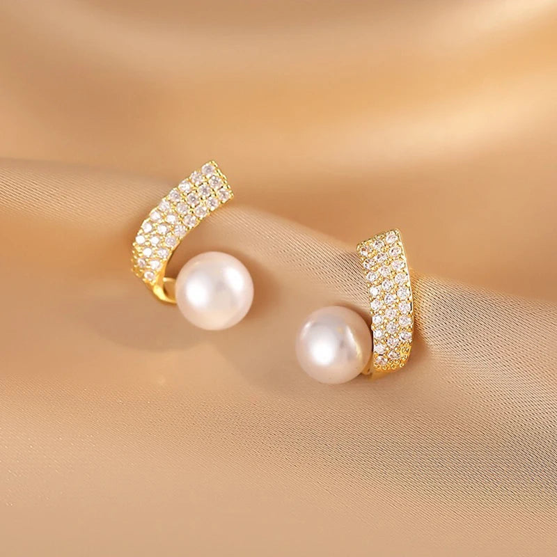 Classic Geometric White Crystal Drop Earrings – Elegant Long Square Design for Women