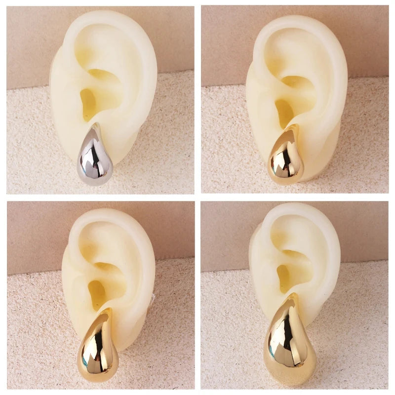 Extra Large Chunky Hoop Drop Earrings – Gold Plated, Lightweight & Hypoallergenic for Women and Girls