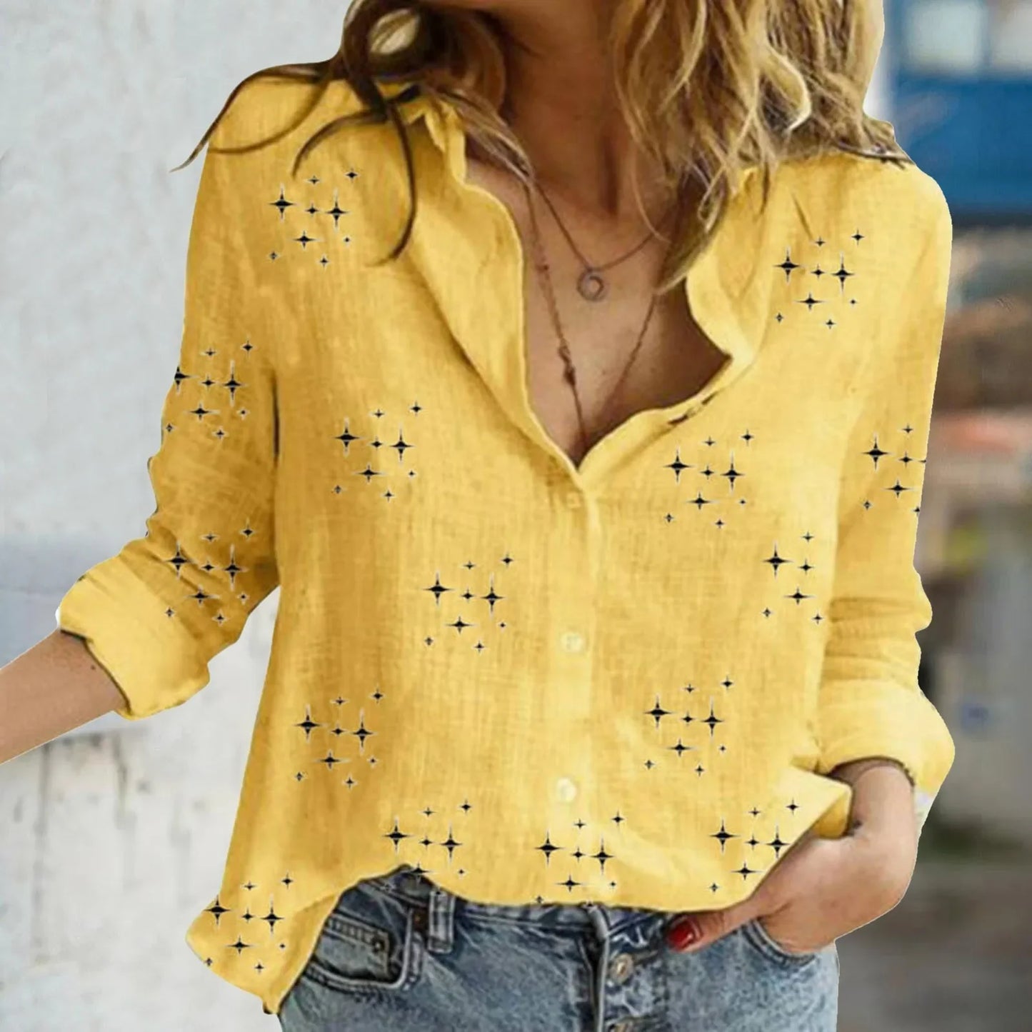Long Sleeve Linen Cotton Blouse