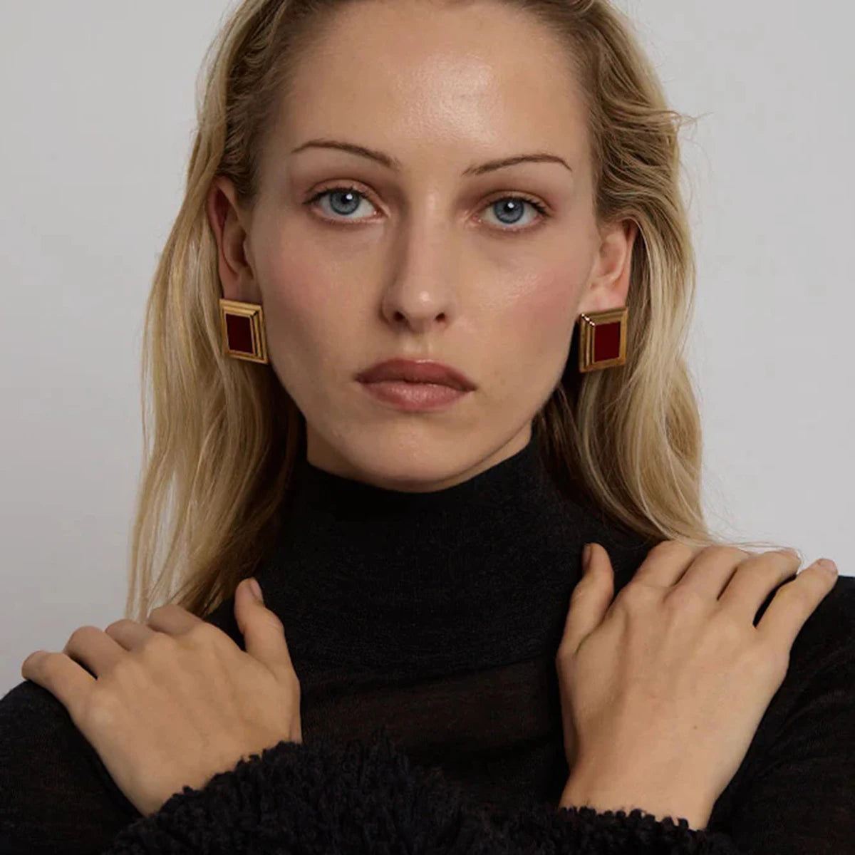 Geometric Irregular Stainless Steel Ear Studs – Textured Statement Earrings for Women