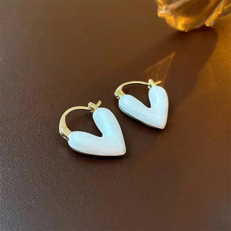 French Sweet Love Ear Cuff – Light Luxury Drop Glaze Love Earrings for Women | Exquisite Small Fashion Jewelry