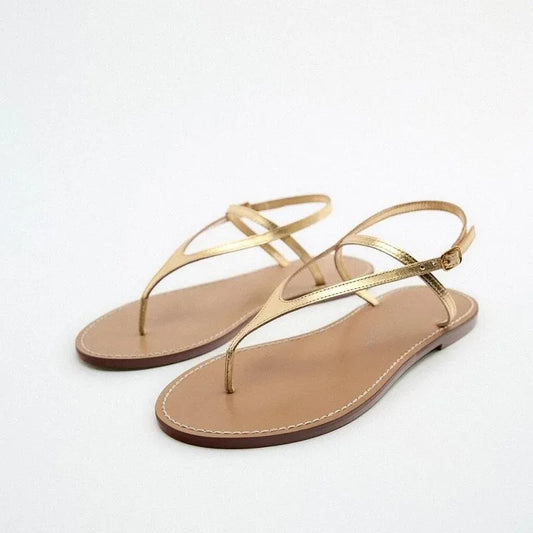 2025 New Women’s Summer Flat Sandals – Elegant Fairy Style with Roman-Inspired Double Toe Design