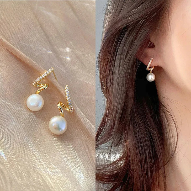 Elegant Flower Pearl Stud Earrings – Unique Design for Women, Perfect for Weddings & Parties