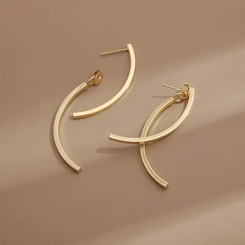 Cross Arc Long Drop Earrings