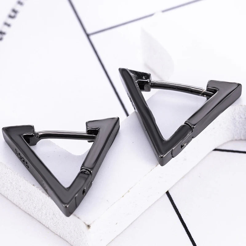 Black Stainless Steel Stud Earrings Set – Vintage Hip Hop Style for Men & Women
