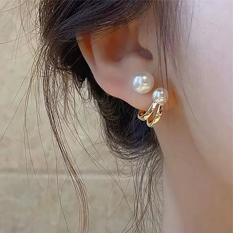 Elegant Flower Pearl Stud Earrings – Unique Design for Women, Perfect for Weddings & Parties