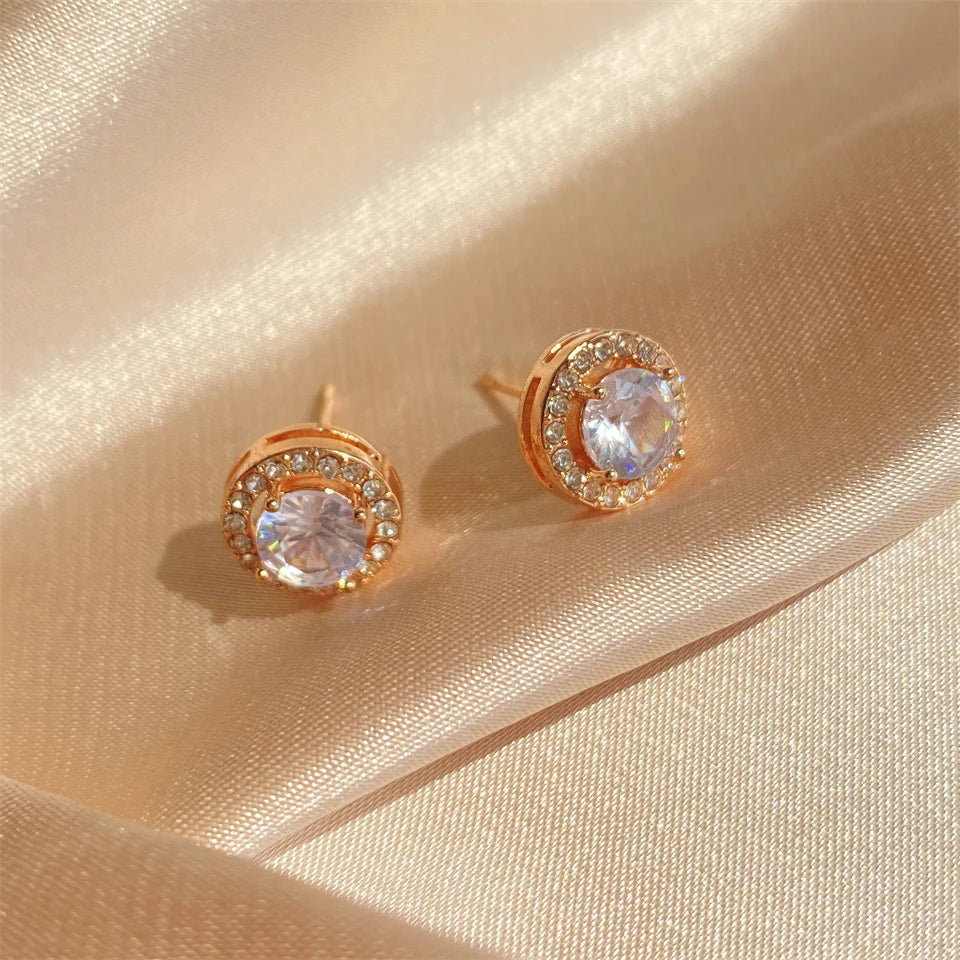 Fashion Cross & Fishtail Crystal Stud Earrings – Korean Elegant Style for Women & Girls