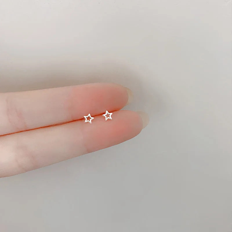 Minimalist Star Stud Earrings – Silver Color, Hypoallergenic Jewelry for Women & Girls