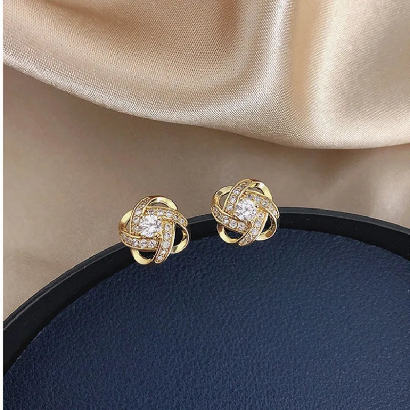 Light Luxury Cross Stud Earrings – Hollow Geometric Design for Women