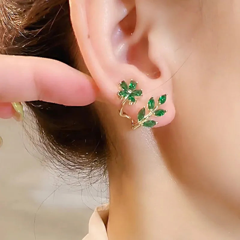 Elegant Green  Flower Earrings