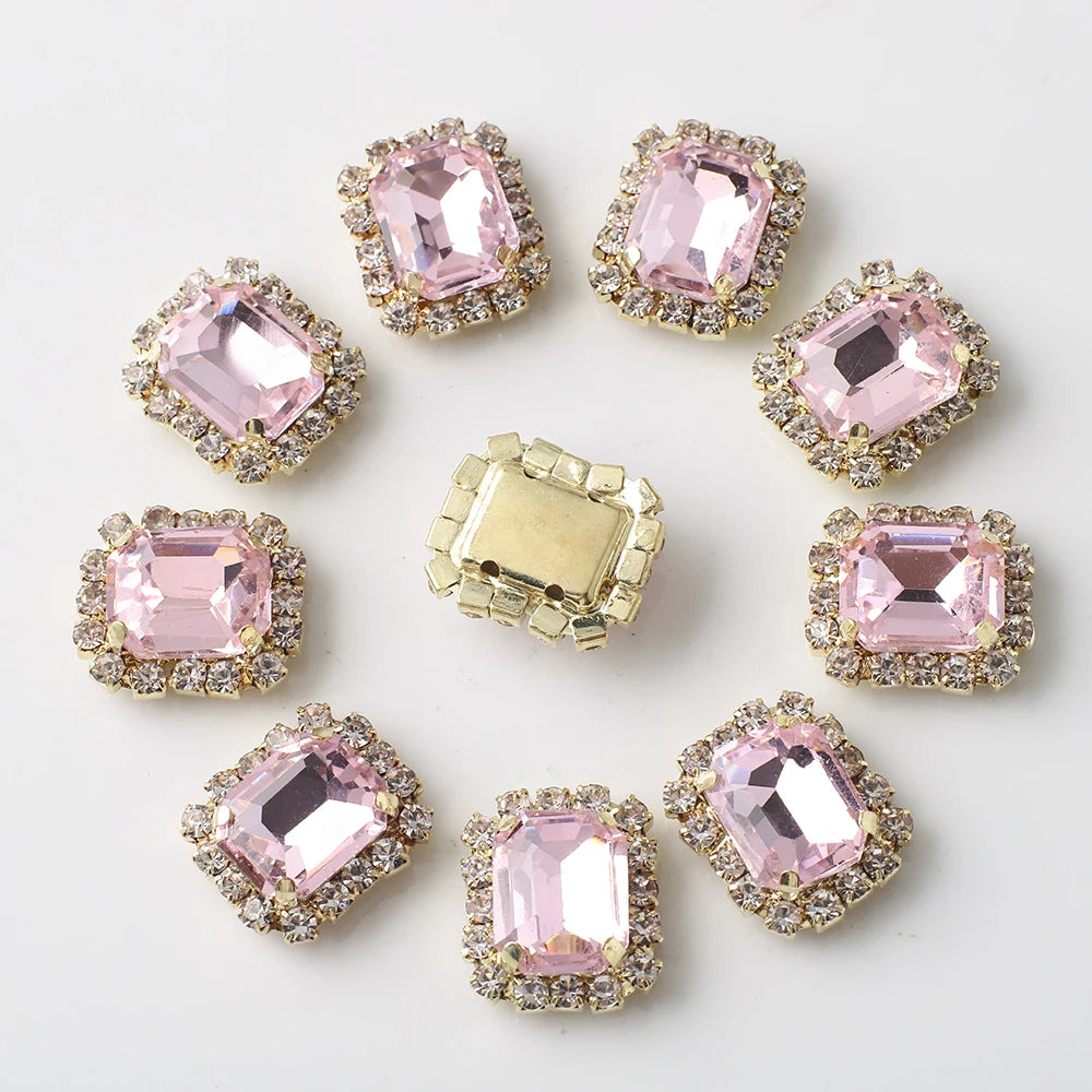 10Pcs Rectangular Diamond Inlaid Claw Settings – DIY Rhinestone Accessories for Jewelry, Hair, Shoes & Hats