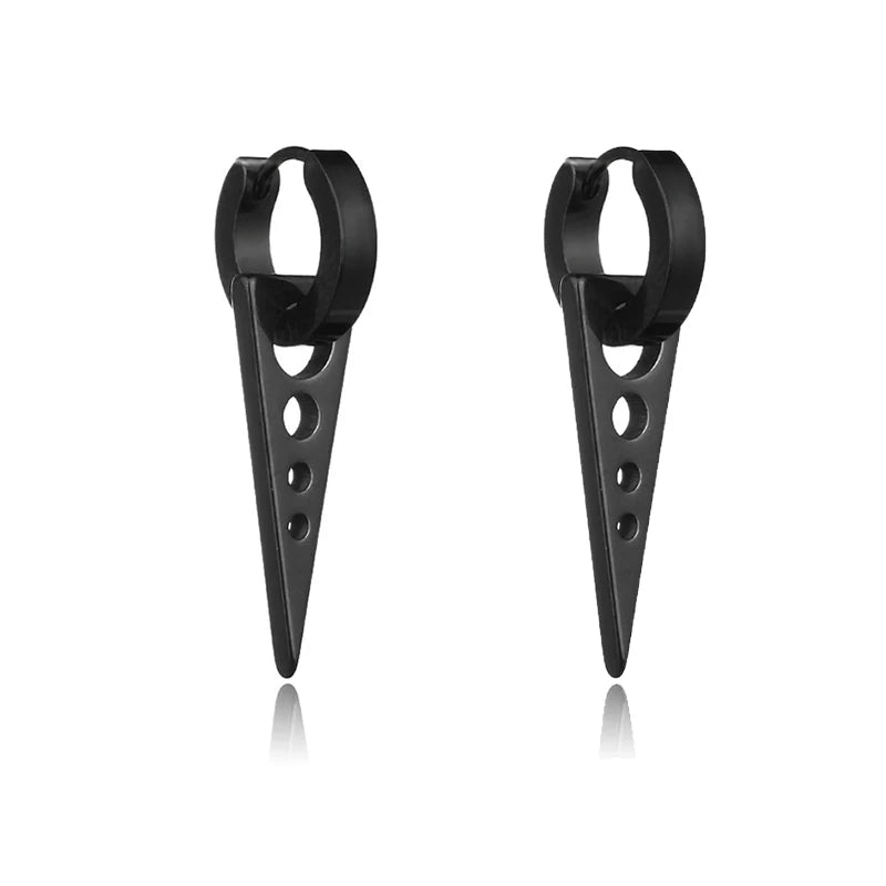 Black Stainless Steel Stud Earrings Set – Vintage Hip Hop Style for Men & Women