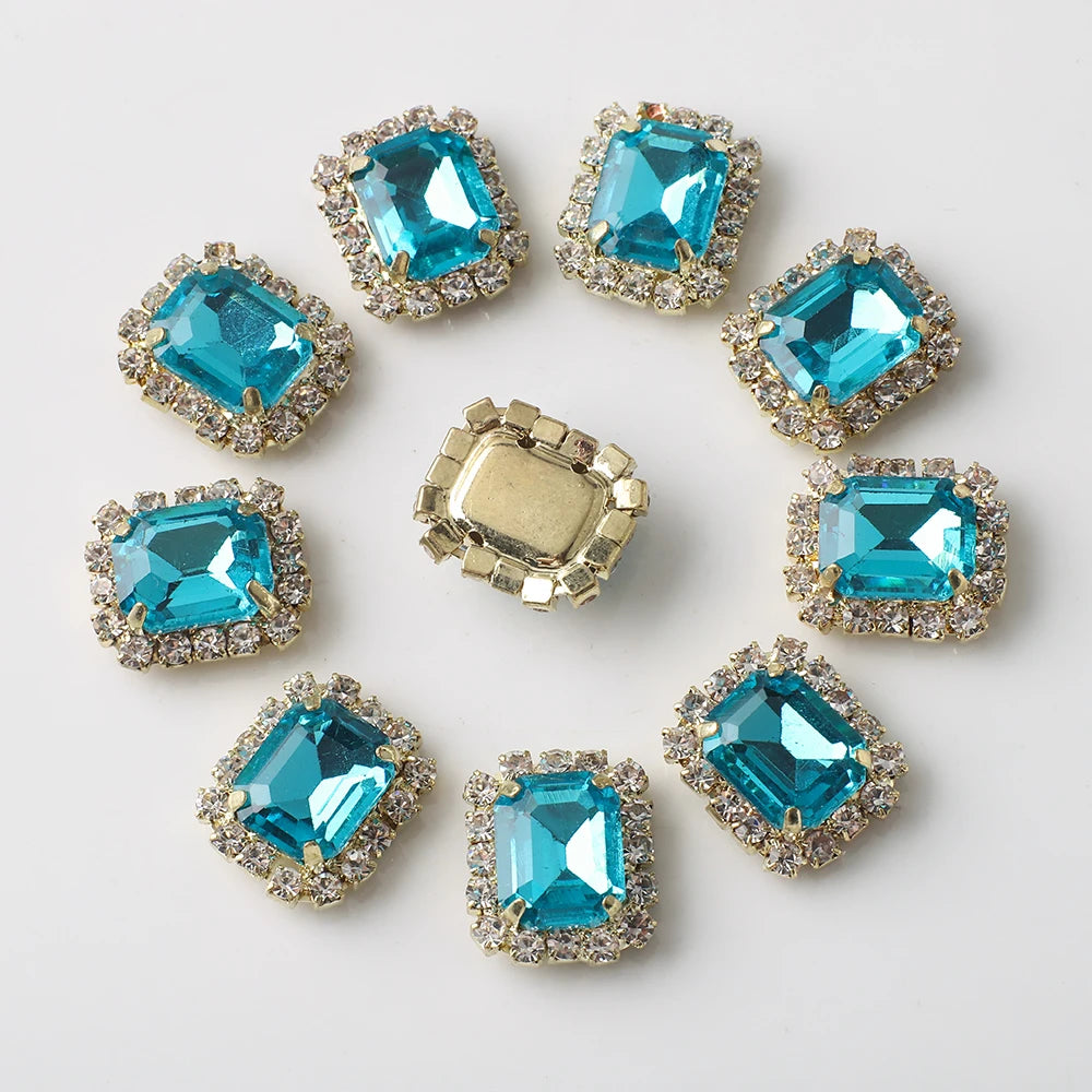 10Pcs Rectangular Diamond Inlaid Claw Settings – DIY Rhinestone Accessories for Jewelry, Hair, Shoes & Hats