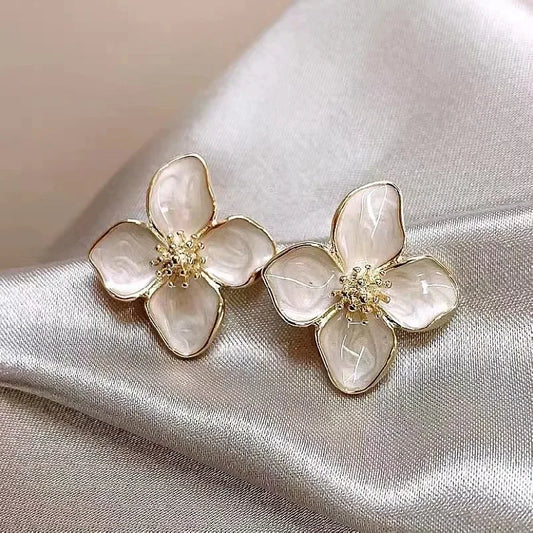 Retro Red Flower Earrings