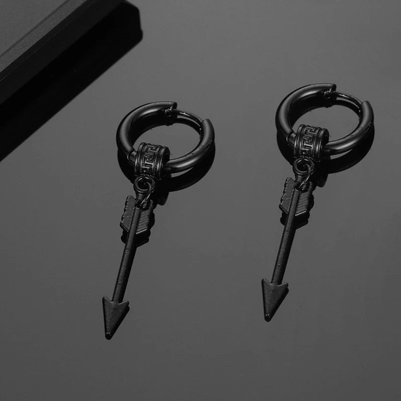 Black Stainless Steel Stud Earrings Set – Vintage Hip Hop Style for Men & Women