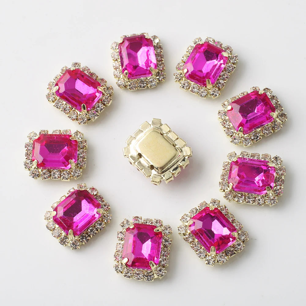 10Pcs Rectangular Diamond Inlaid Claw Settings – DIY Rhinestone Accessories for Jewelry, Hair, Shoes & Hats