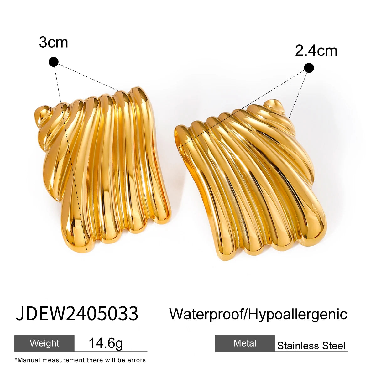 2025 Hot Style Bow Knot Big Ear Studs – 18K PVD Gold Plated Stainless Steel Earrings