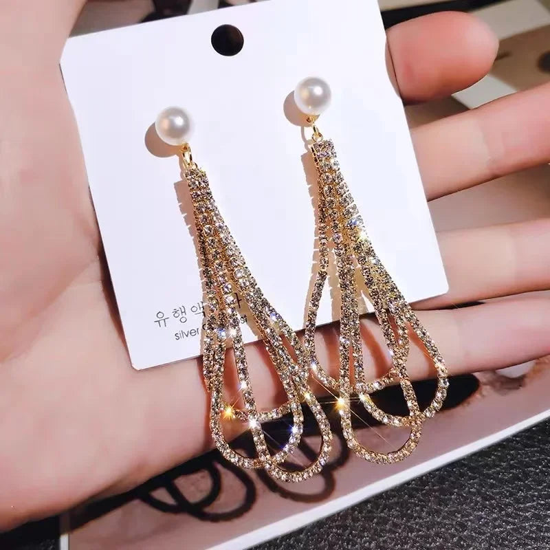 Wheat Tassel Pendant U-Shaped Earrings – Gold Color, 2025 New Fashion for Women & Girls