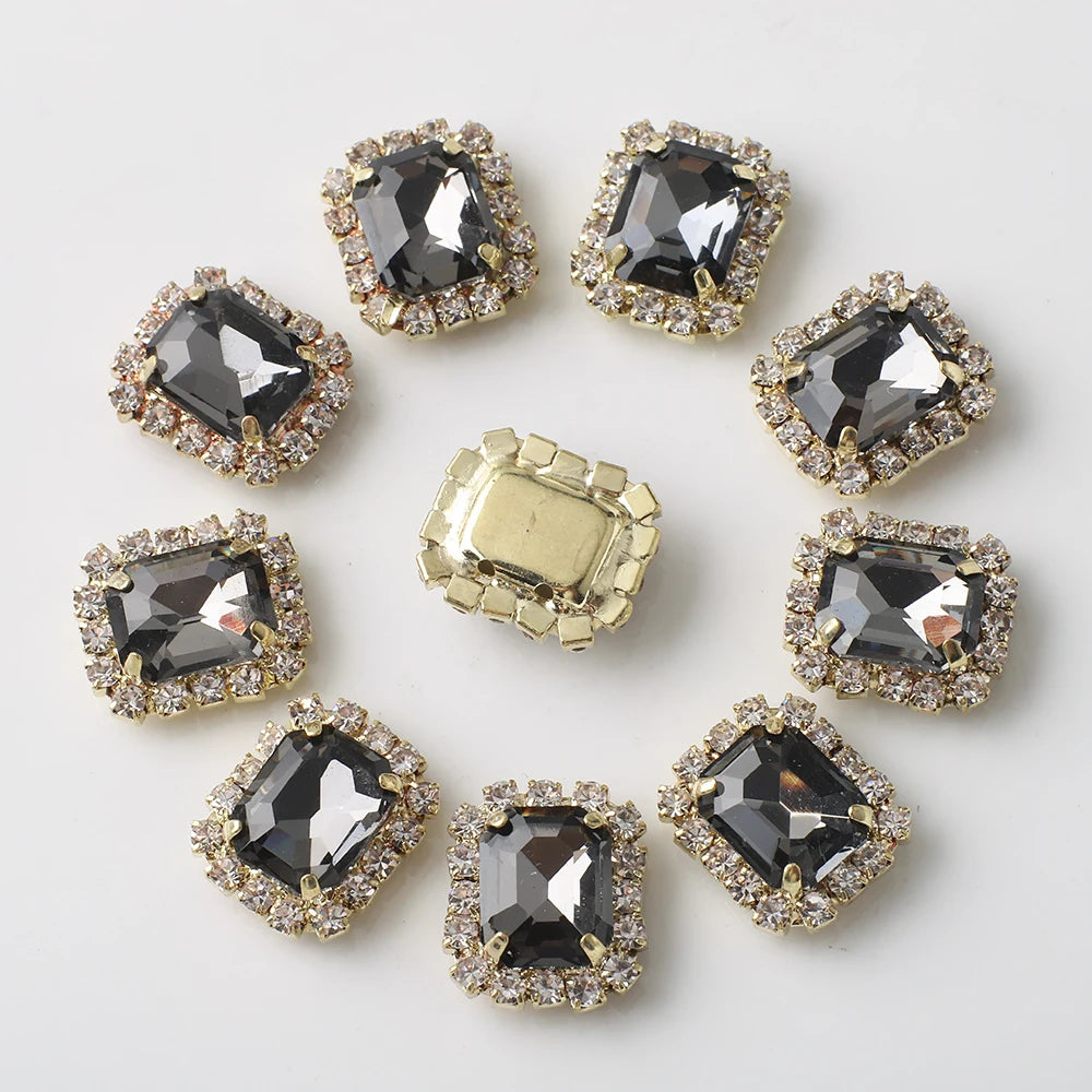10Pcs Rectangular Diamond Inlaid Claw Settings – DIY Rhinestone Accessories for Jewelry, Hair, Shoes & Hats