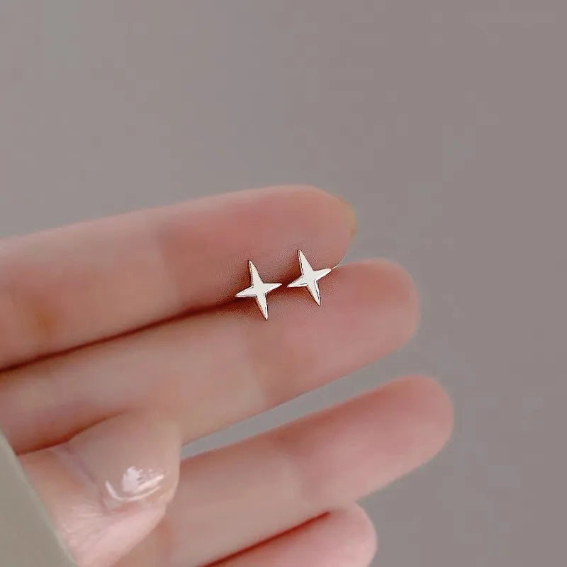Minimalist Star Stud Earrings – Silver Color, Hypoallergenic Jewelry for Women & Girls