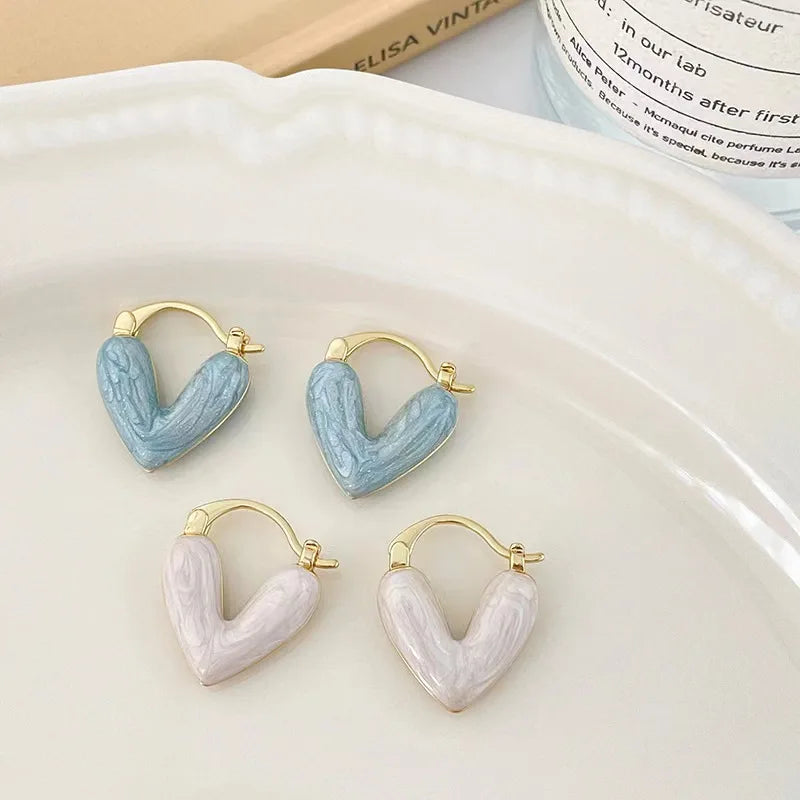 French Sweet Love Ear Cuff – Light Luxury Drop Glaze Love Earrings for Women | Exquisite Small Fashion Jewelry