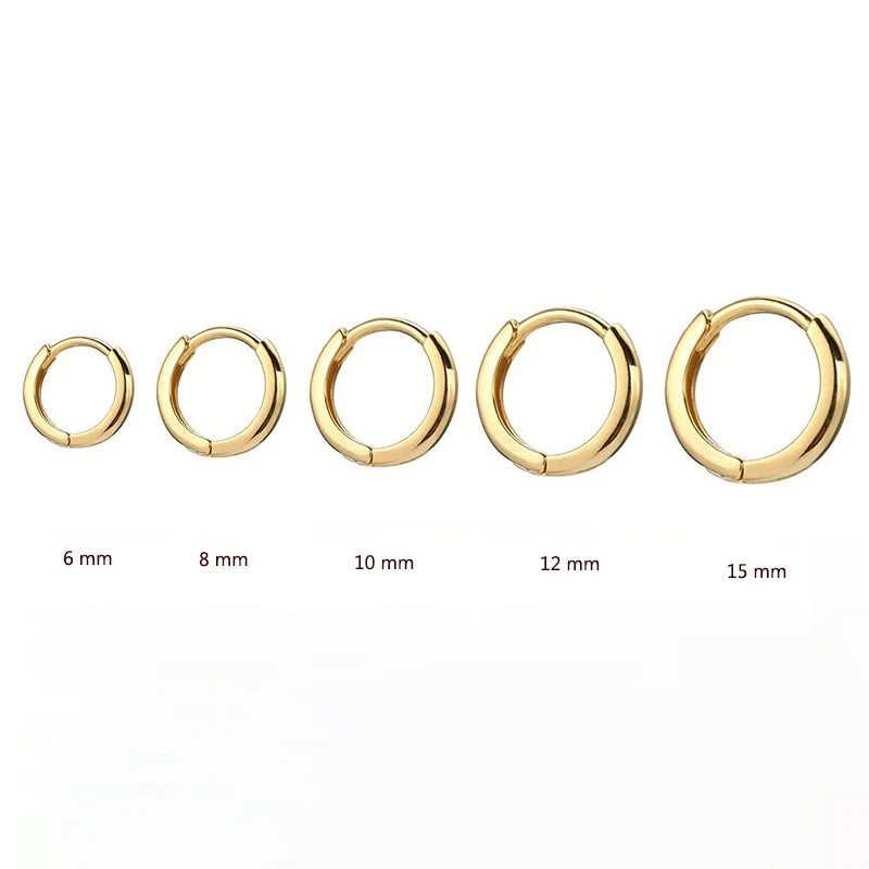 2PC Stainless Steel Minimal Hoop Earrings for Women & Girls – Gold Color Small Piercing Earring | Wedding Gift Smooth Ear Bone Buckle