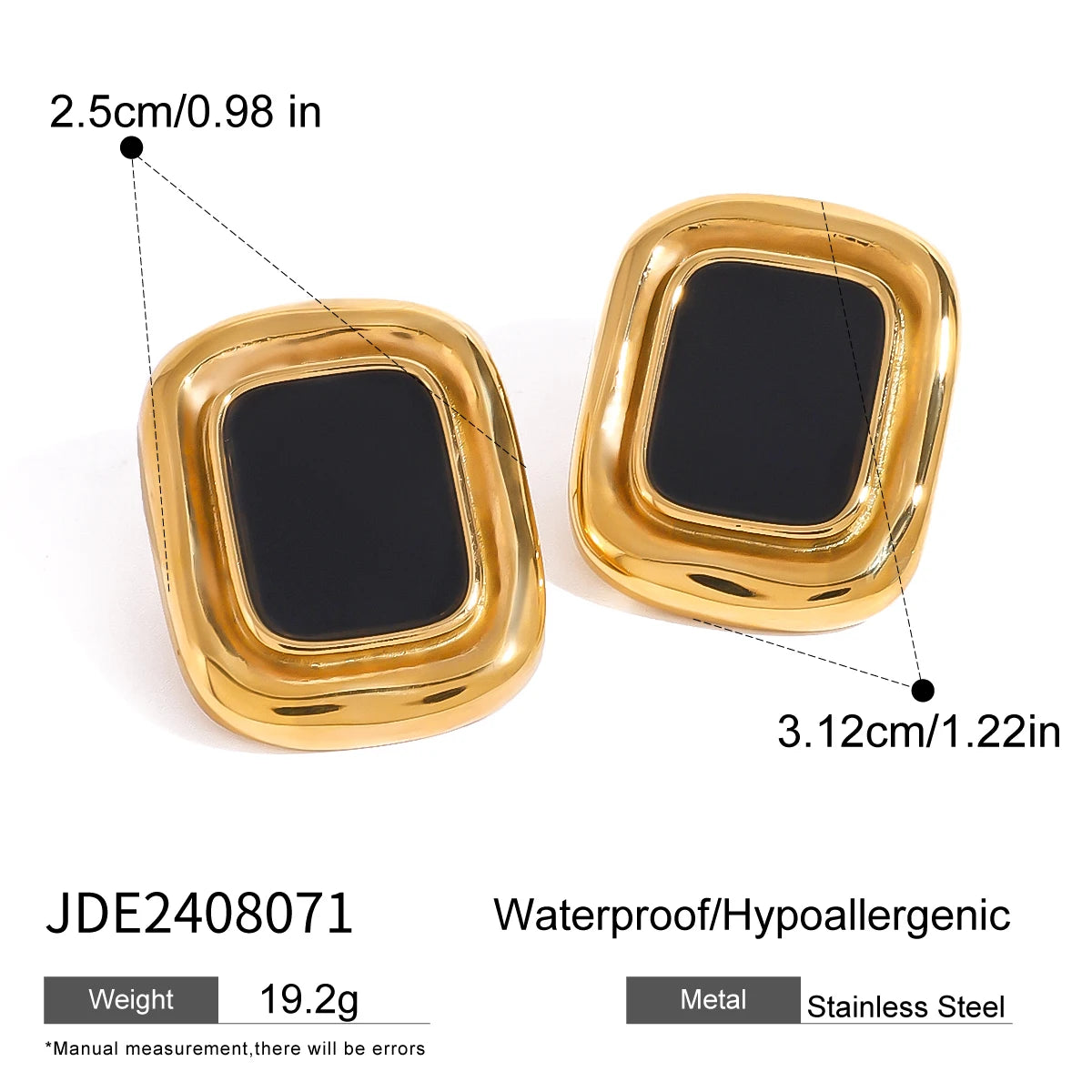 Gold Plated Black Stone Earrings