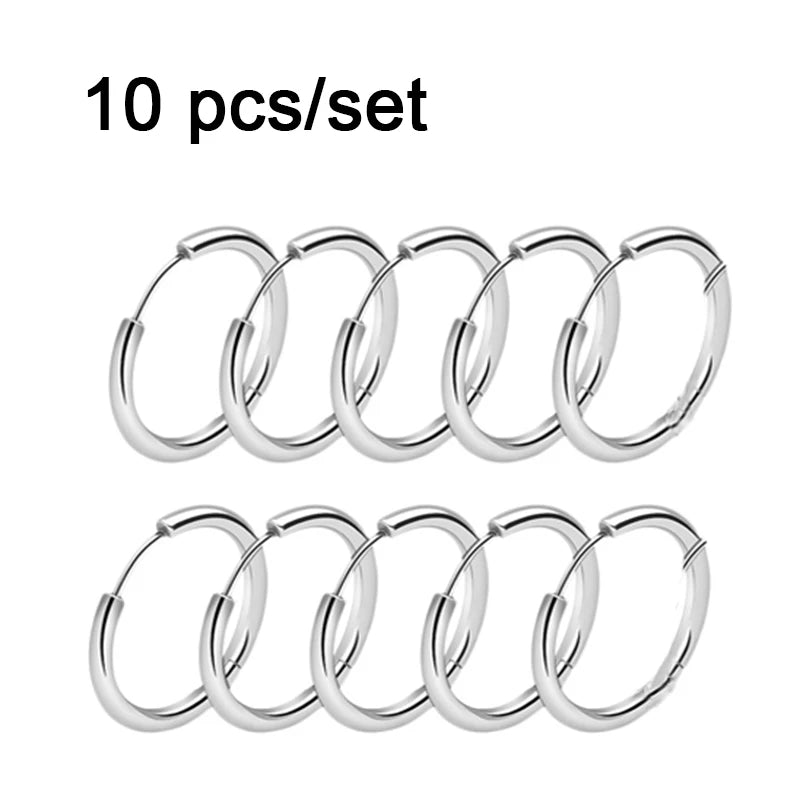 Gold Color Stainless Steel Hoop Earrings – Unisex Small Hoops for Women, Men & Cartilage Piercing