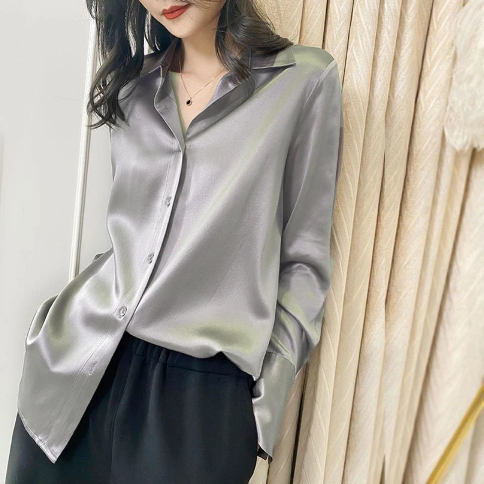 Women’s Satin Long Sleeve Shirt