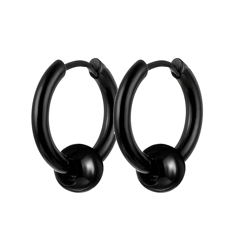 Black Stainless Steel Stud Earrings Set – Vintage Hip Hop Style for Men & Women