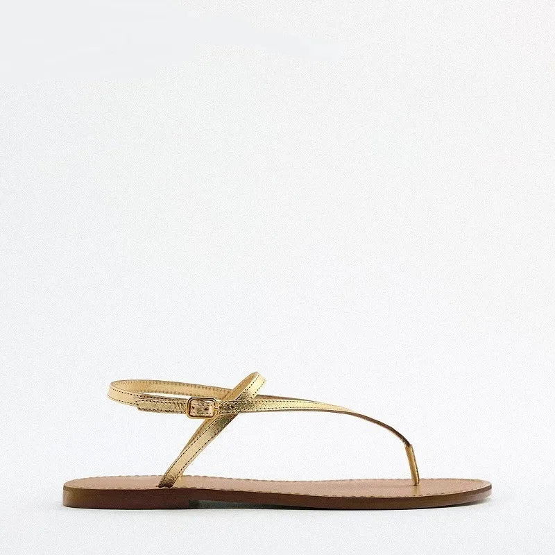 2025 New Women’s Summer Flat Sandals – Elegant Fairy Style with Roman-Inspired Double Toe Design