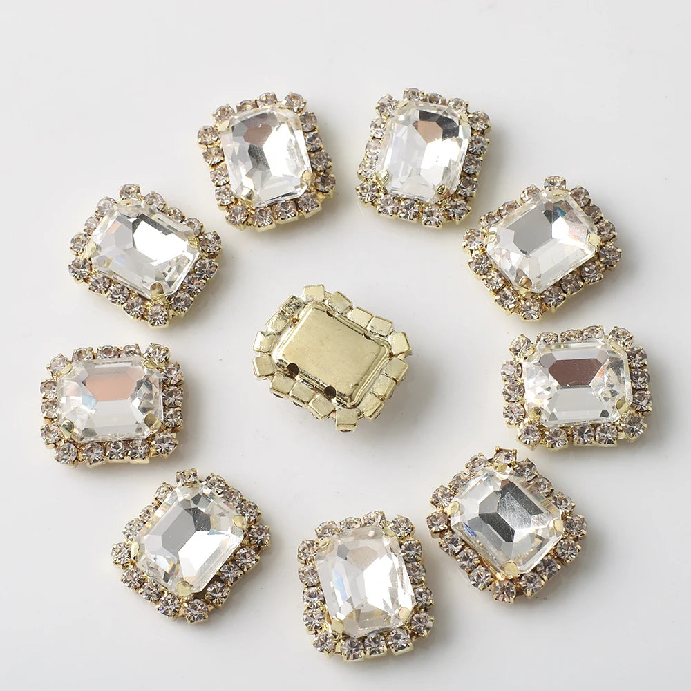 10Pcs Rectangular Diamond Inlaid Claw Settings – DIY Rhinestone Accessories for Jewelry, Hair, Shoes & Hats