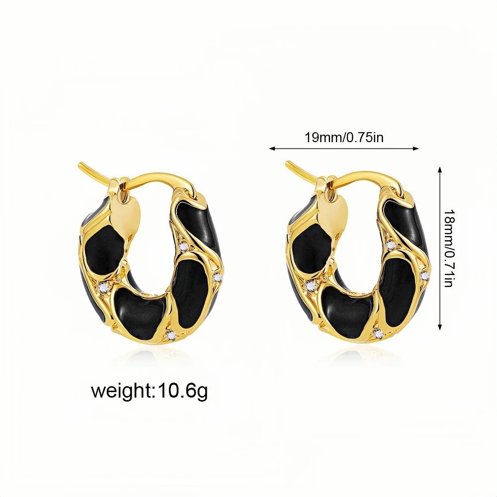 New Trendy Enamel Color Metal Texture Small Hoop Earrings for Women – Gold Plated Statement Ear Buckle | Creative Jewelry Gifts