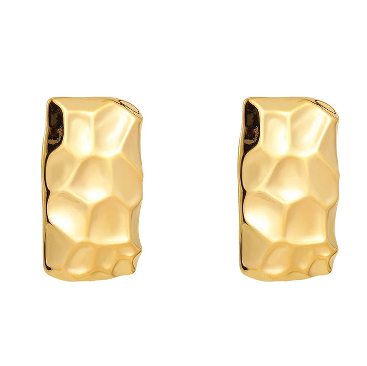 Stainless Steel Geometric Stud Earrings – Gold-Plated Twist Knot Statement Jewelry for Women