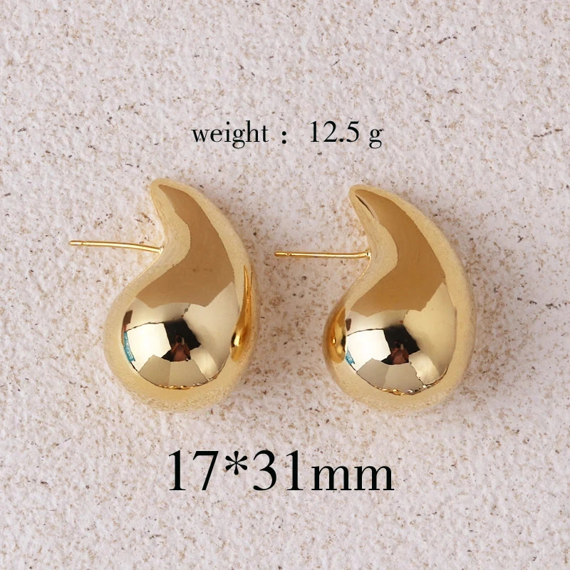Extra Large Chunky Hoop Drop Earrings – Gold Plated, Lightweight & Hypoallergenic for Women and Girls