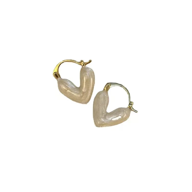 French Sweet Love Ear Cuff – Light Luxury Drop Glaze Love Earrings for Women | Exquisite Small Fashion Jewelry