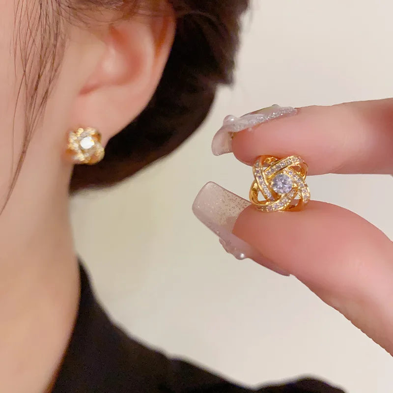 Light Luxury Cross Stud Earrings – Hollow Geometric Design for Women