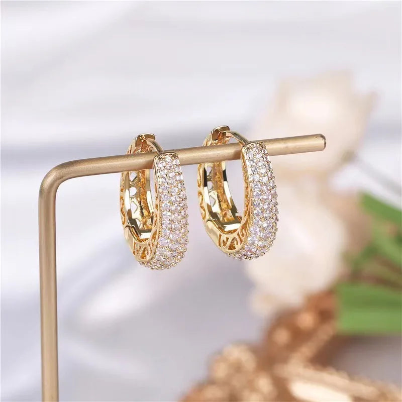 Korean Luxury Gold Hoop Earrings – Hollow Out Design for Women’s Elegant Style