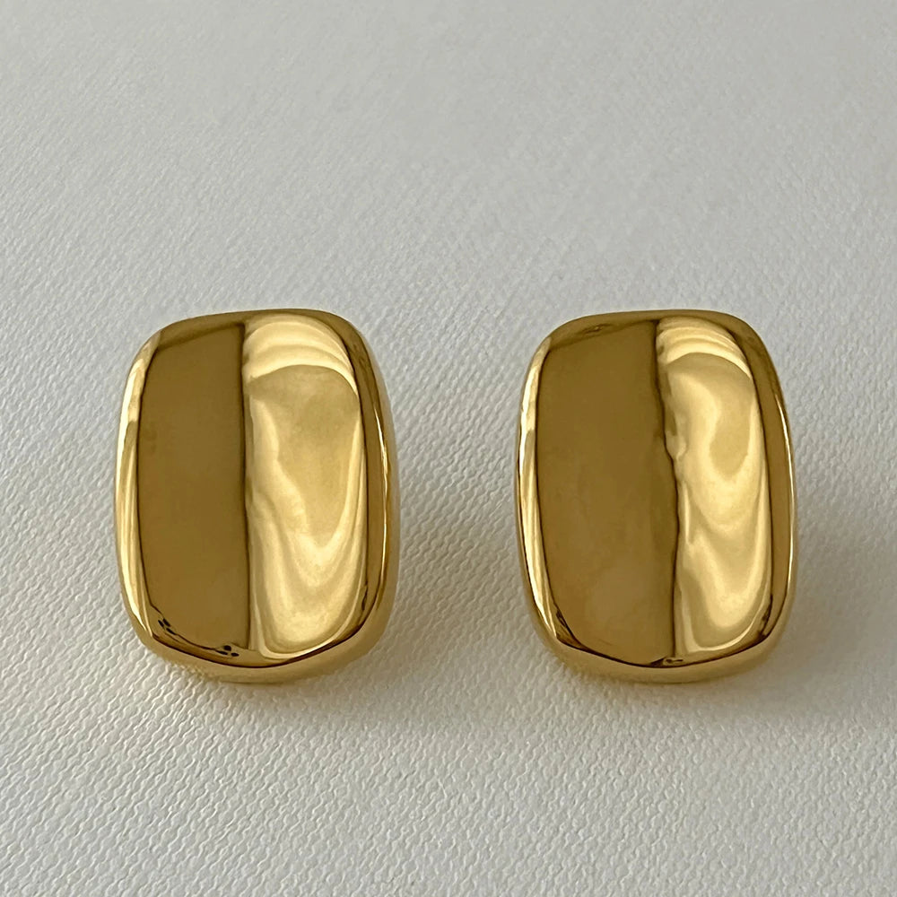 Stainless Steel Geometric Stud Earrings – Gold-Plated Twist Knot Statement Jewelry for Women
