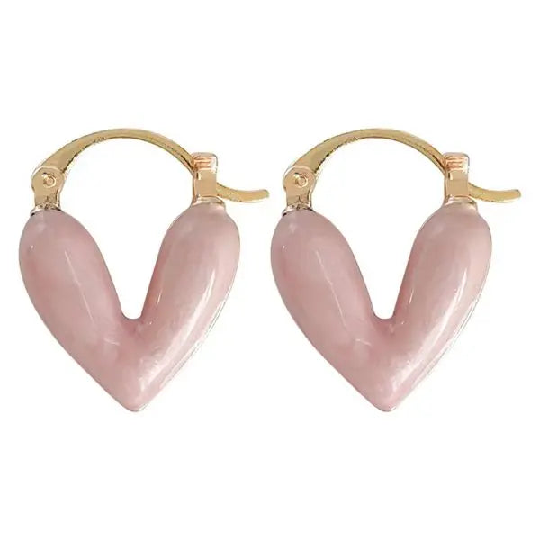 French Sweet Love Ear Cuff – Light Luxury Drop Glaze Love Earrings for Women | Exquisite Small Fashion Jewelry