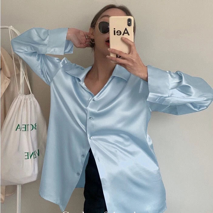 Women’s Satin Long Sleeve Shirt