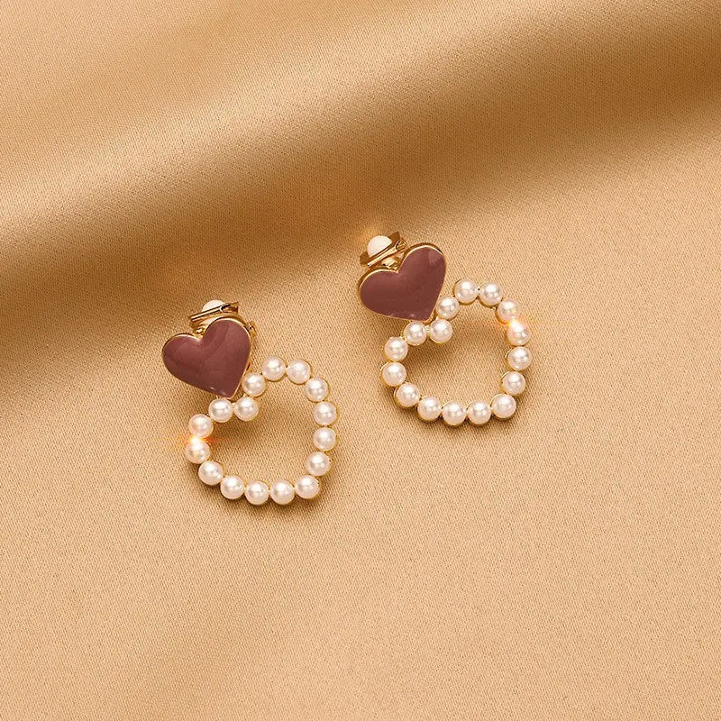 Vintage Personality Ear Clip Without Ear Piercings Advanced Sense Simple Earrings Fashion Temperament Pearl Ear Hanging Girl